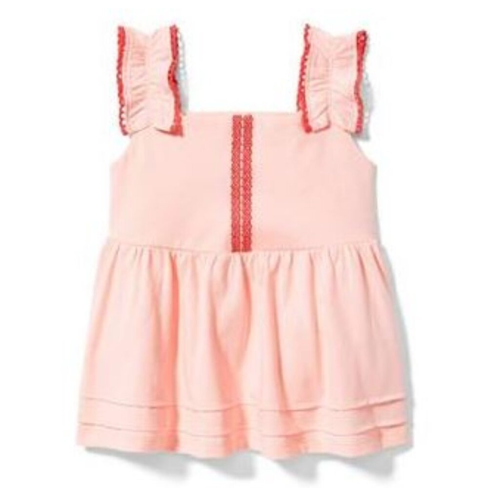 Janie and Jack Flower Island Peach Knit Ruffle Strap Tank Top Size 10